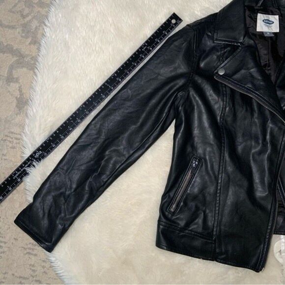 XS Old Navy Vegan Faux Leather Zip up Black Jacket - Picture 14 of 14